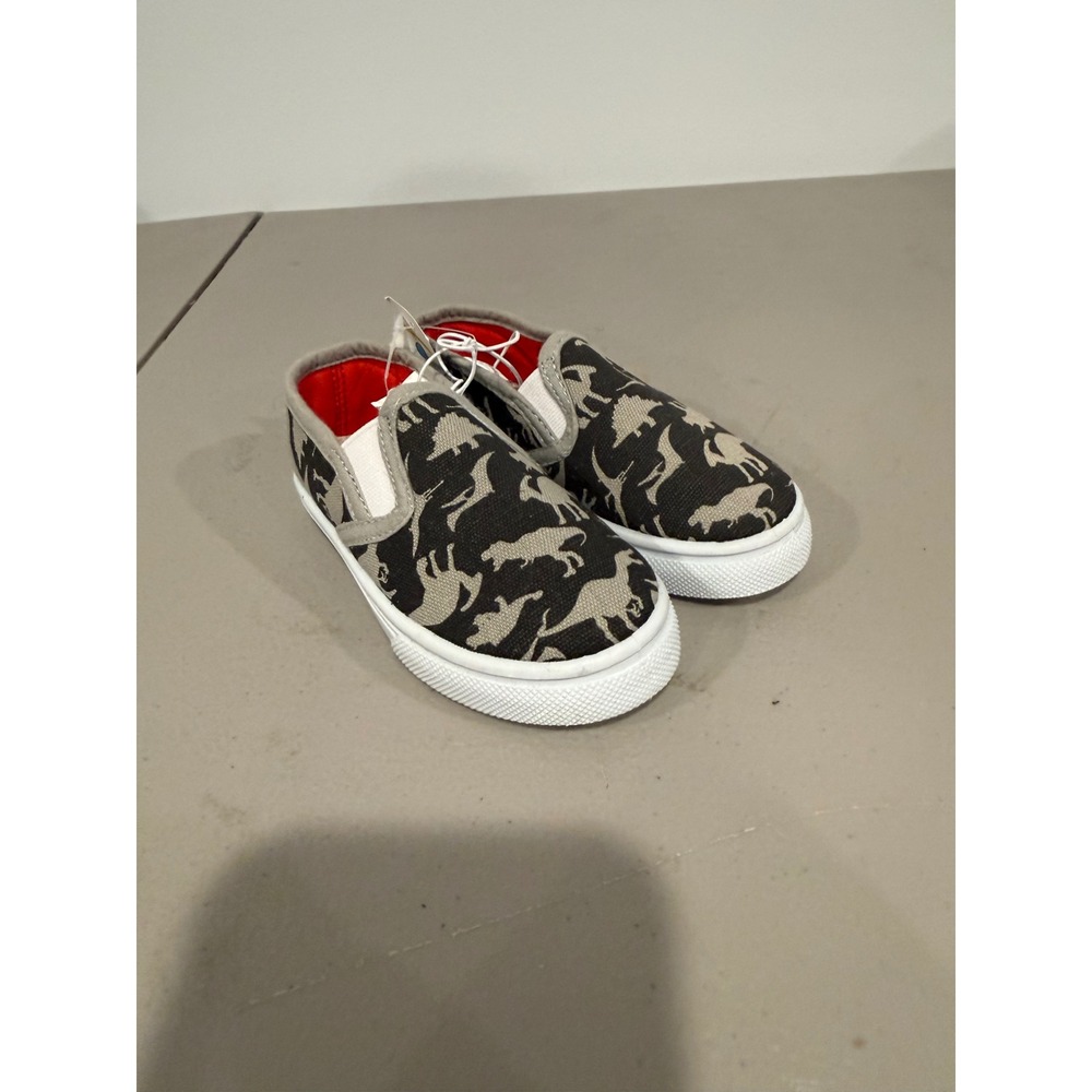 Swiggles Slip On Sneakers Toddler Boys Size 7 Grey Black Dinosaur Print